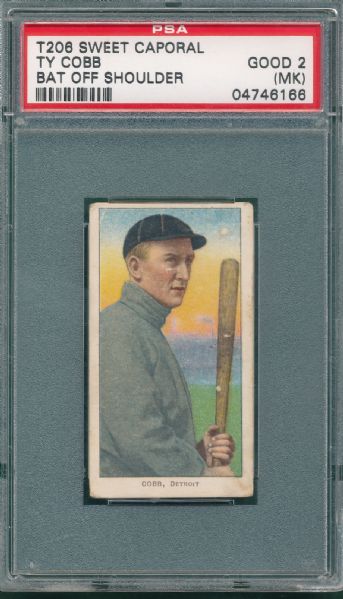 1909-1911 T206 Cobb, Bat Off, Sweet Caporal Cigarettes PSA 2 (MK)