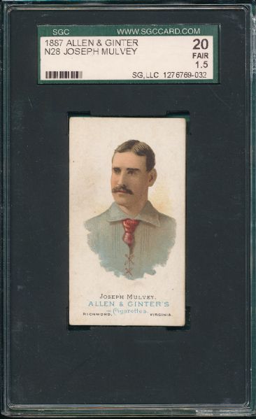 1887 N28 Joseph Mulvey Allen & Ginter Cigarettes SGC 20