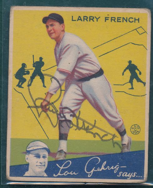 1934 Goudey #29 Larry French *Autographed*