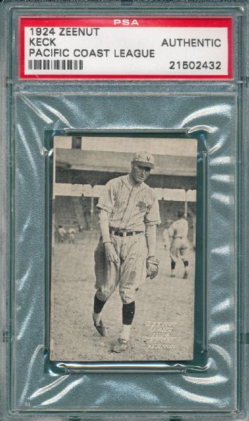 1924 Zeenut Keck, PCL, PSA Authentic