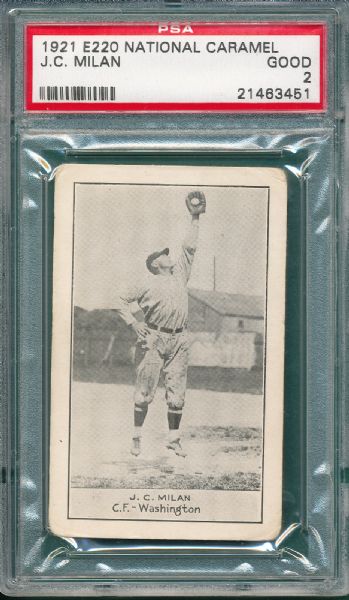 1921 E220 J. C. Milan, National Caramel PSA 2