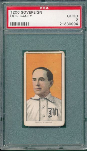 1909-1911 T206 Casey (2) card Lot, GAI & PSA, *Color Variation*