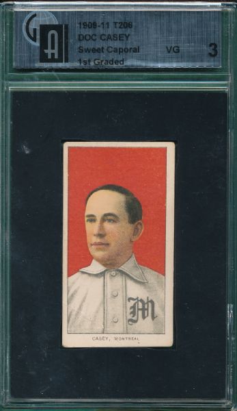 1909-1911 T206 Casey (2) card Lot, GAI & PSA, *Color Variation*