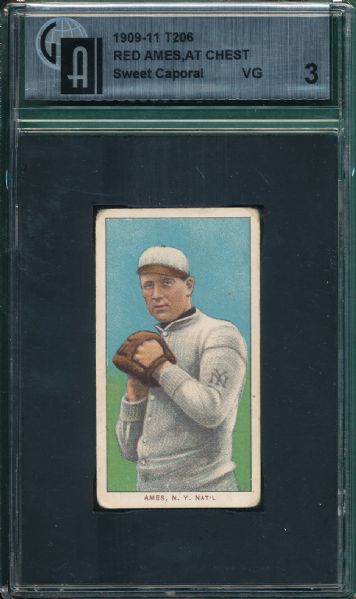 1909-1911 T206 Ames, Hands at Chest, Sweet Caporal Cigarettes GAI 3