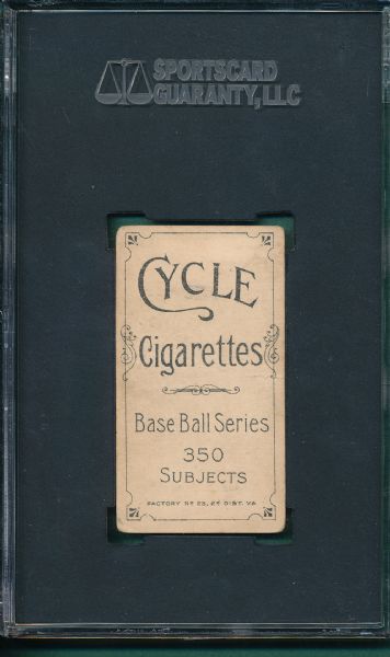 1909-1911 T206 Kisinger, Cycle Cigarettes SGC 30 *Low Pop*