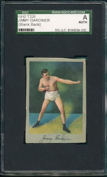 1910 T225 Jimmy Gardiner, Boxing, SGC A, *Blank Back*