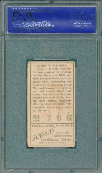 1911 T205 Meyers Hassan Cigarettes PSA 1