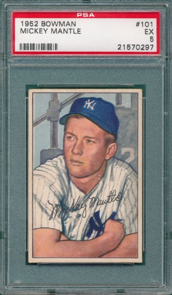 1952 Bowman #101 Mickey Mantle PSA 5