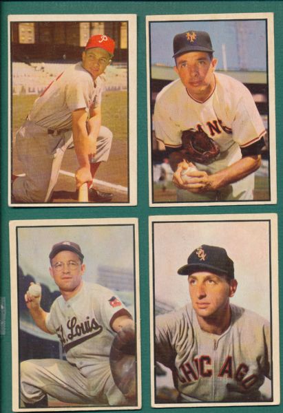 1953 Bowman Color (10) Card Lot W/Bauer