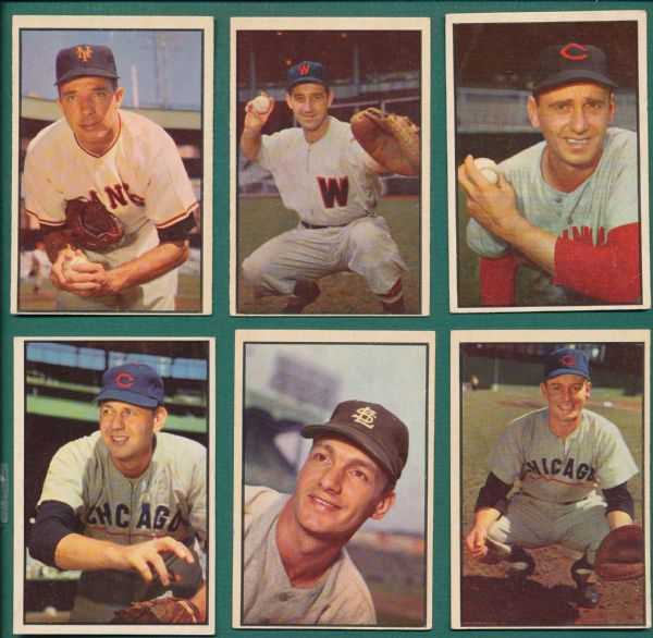 1953 Bowman Color (10) Card Lot W/Bauer