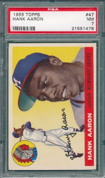 1955 Topps #47 Hank Aaron PSA 7