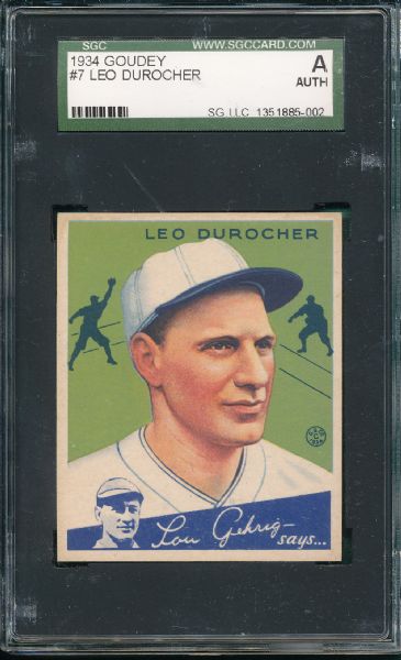 1934 Goudey #7 Leo Durocher SGC A *NRMT Appearance*