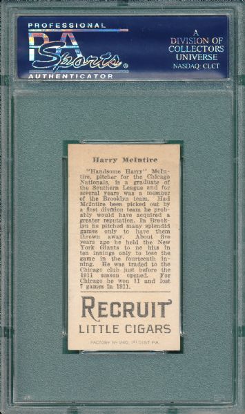 1912 T207 McIntire Recruit Little Cigars PSA 6