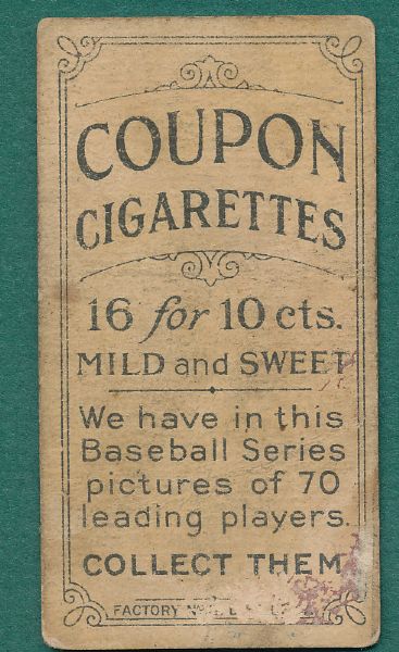 1919 T213-3 Jack Quinn, Coupon Cigarettes