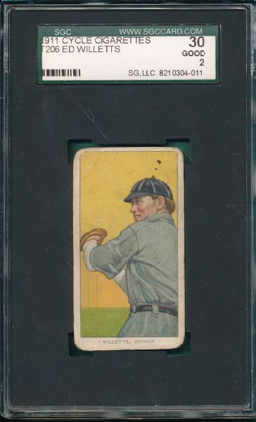 1909-1911 T206 Willetts, Cycle 460 Cigarettes SGC 30 