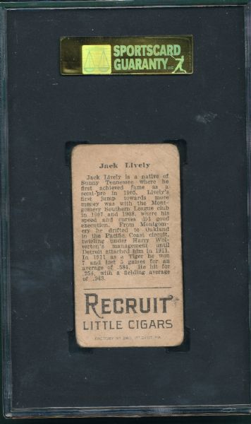 1912 T207 Lively Recruit Little Cigars SGC 30