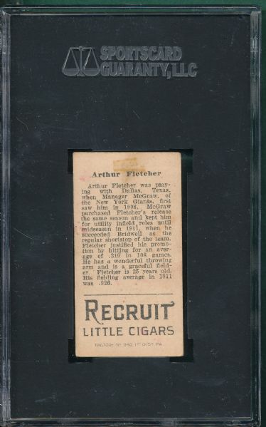 1912 T207 Fletcher Recruit Little Cigars SGC 40