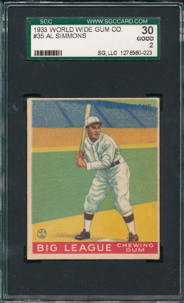 1933 World Wide Gum #35 Al Simmons SGC 30