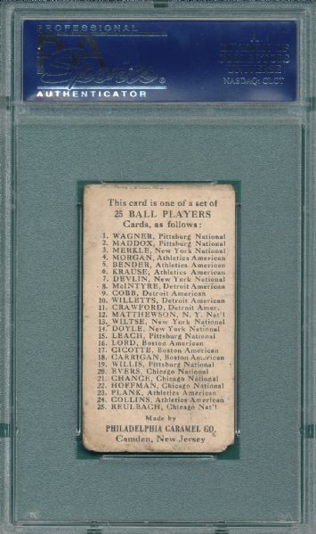 1909 E95 Willis Philadelphia Caramels PSA 1