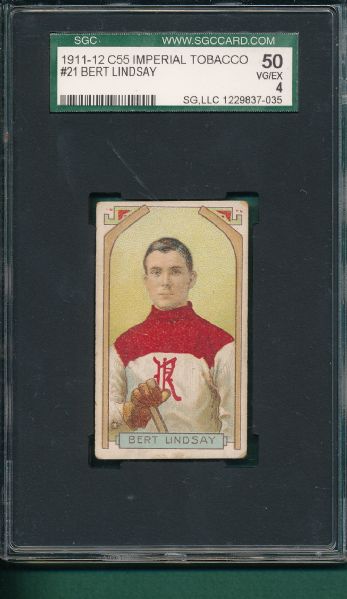 1911-12 C55 #21 Bert Lindsay, Imperial Tobacco SGC 50