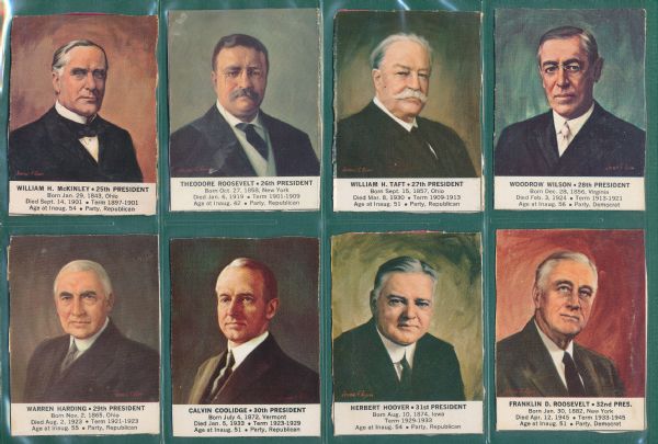 1964 General Mills Presidents Portraits, (36) Complete Set