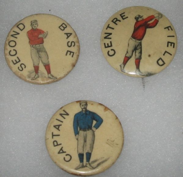 1900s Baseball Position Pins Lot of (3)