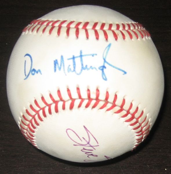 Don Mattingly Autographed Baseball W/Steve Sax