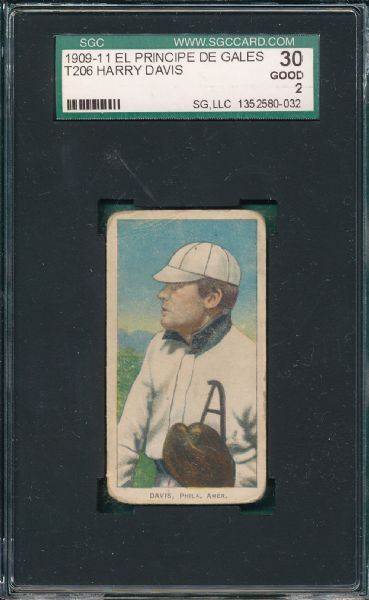 1909-1911 T206 Davis, Harry, El Principe De Gales Cigarettes SGC 30