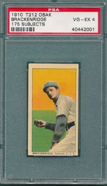 1910 T212-2 Brackenridge Obak Cigarettes PSA 4