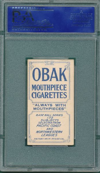 1910 T212-2 Brackenridge Obak Cigarettes PSA 4