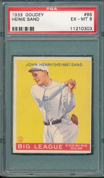 1933 Goudey #85 Heinie Sand PSA 6