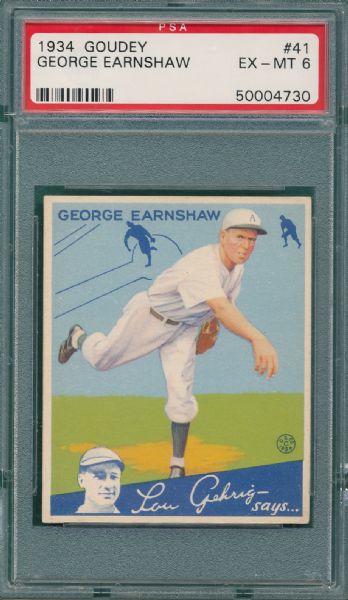 1934 Goudey #41 George Earnshaw PSA 6