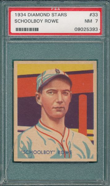 1934 Diamond Stars #33 Schoolboy Rowe PSA 7