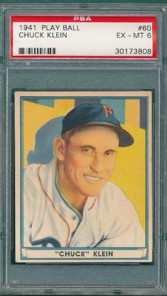 1941 Play Ball #60 Chuck Klein PSA 6