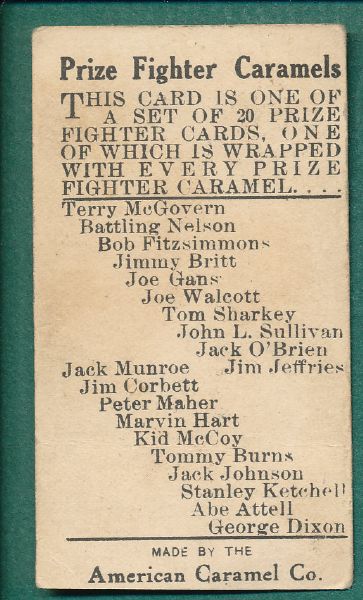 1910 E75 Boxing, Abe Attell, American Caramel