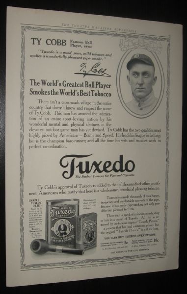 1910s Ty Cobb Tuxedo Tobacco Ad