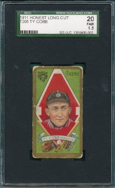 1911 T205 Ty Cobb Honest Long Cut SGC 20 *Presents Better*