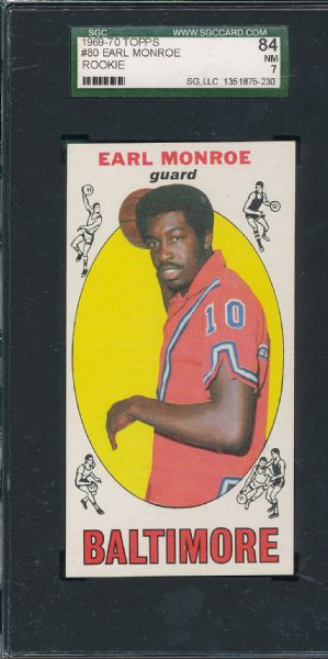 1969-70 Topps BSKT #80 Earl Monroe SGC 84 *Rookie*