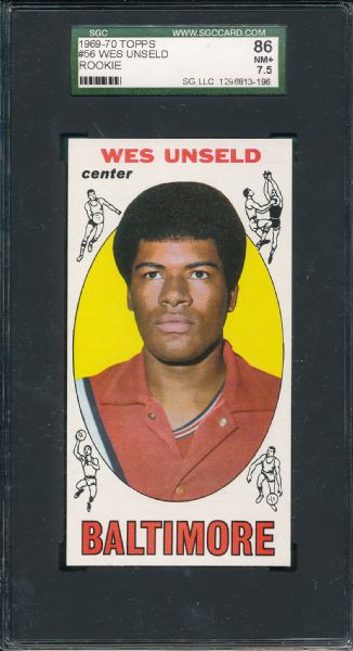 1969-70 Topps BSKT #56 Wes Unseld SGC 86 *Rookie*