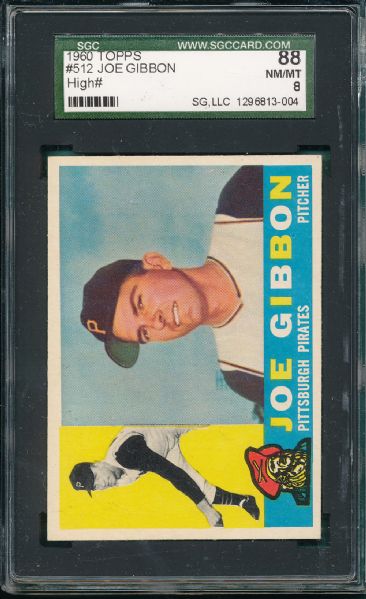 1960 Topps #512 Joe Gibbon, SGC 88 *Hi #*