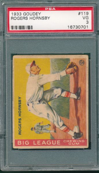 1933 Goudey #119 Rogers Hornsby PSA 3