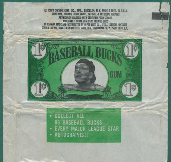 1962 Topps Baseball Bucks Wrapper