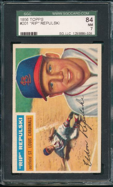 1956 Topps #201 Rip Repluski, SGC 84 