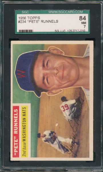 1956 Topps #234 Pete Runnels, SGC 84 