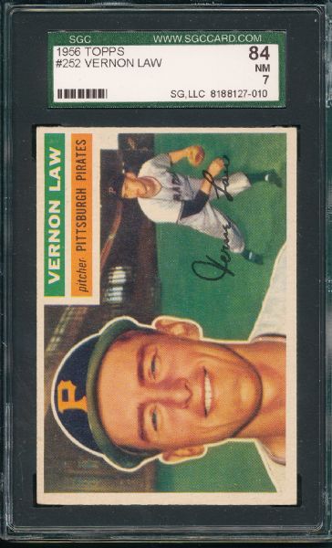 1956 Topps #252 Vernon Law, SGC 84