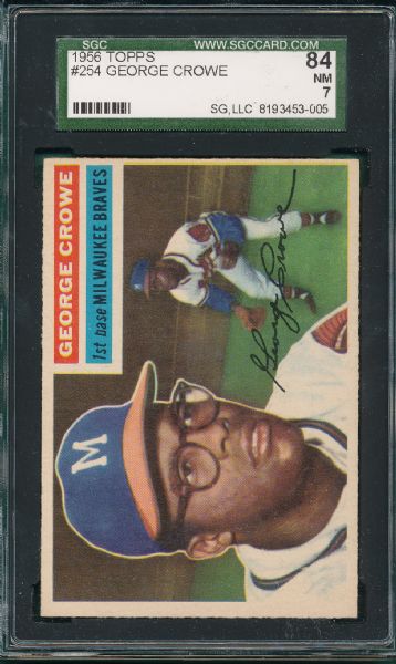 1956 Topps #254 George Crowe, SGC 84