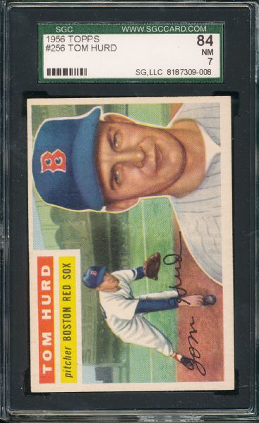 1956 Topps #256 Tom Hurd, SGC 84