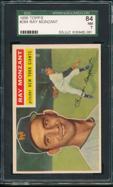 1956 Topps #264 Ray Monzant, SGC 84