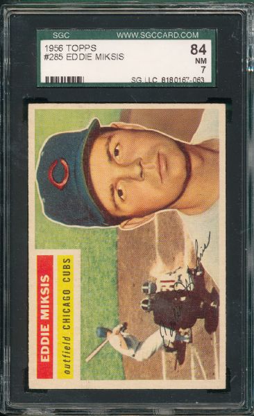 1956 Topps #285 Eddie Miksis, SGC 84