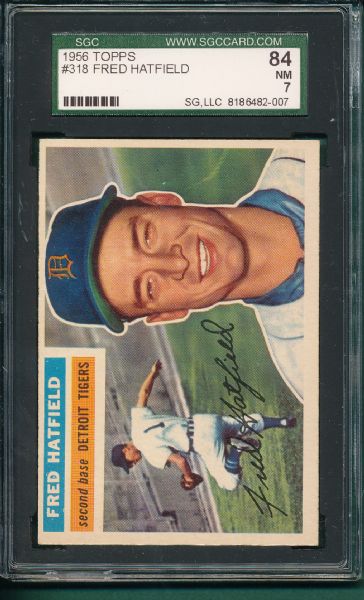 1956 Topps #318 Fred Hatfield, SGC 84